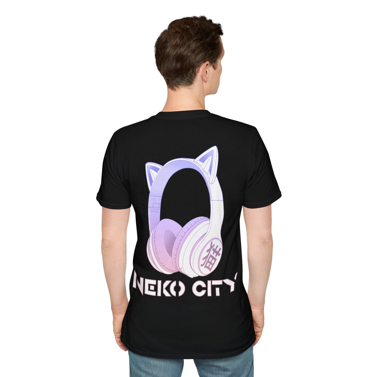 Neko City Headphones Backprint - T-Shirt