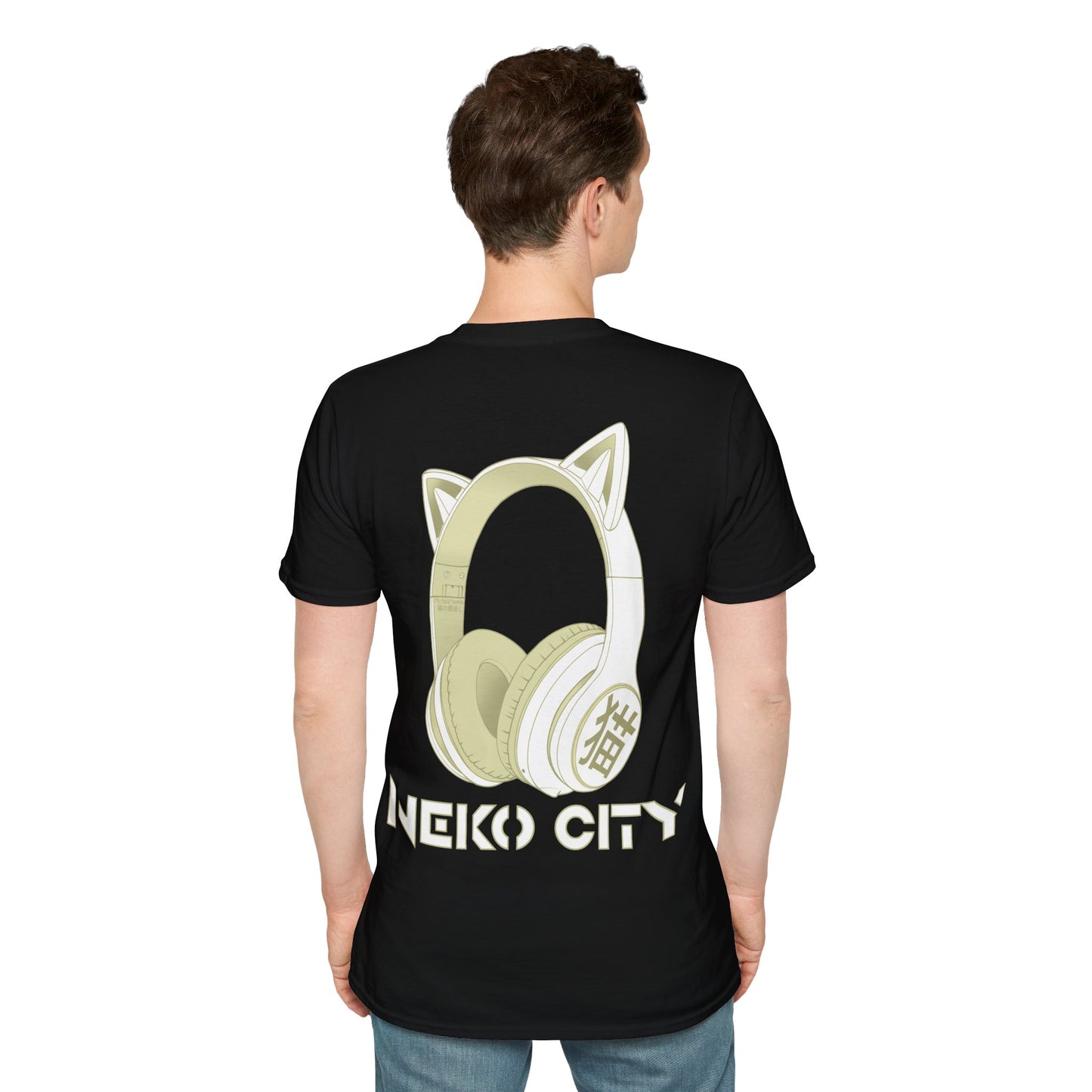 Neko City Headphones Backprint - T-shirt