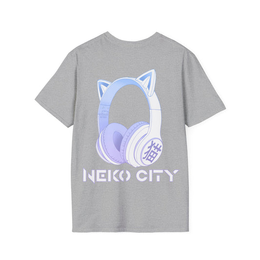 Neko City Headphones Backprint - T-Shirt