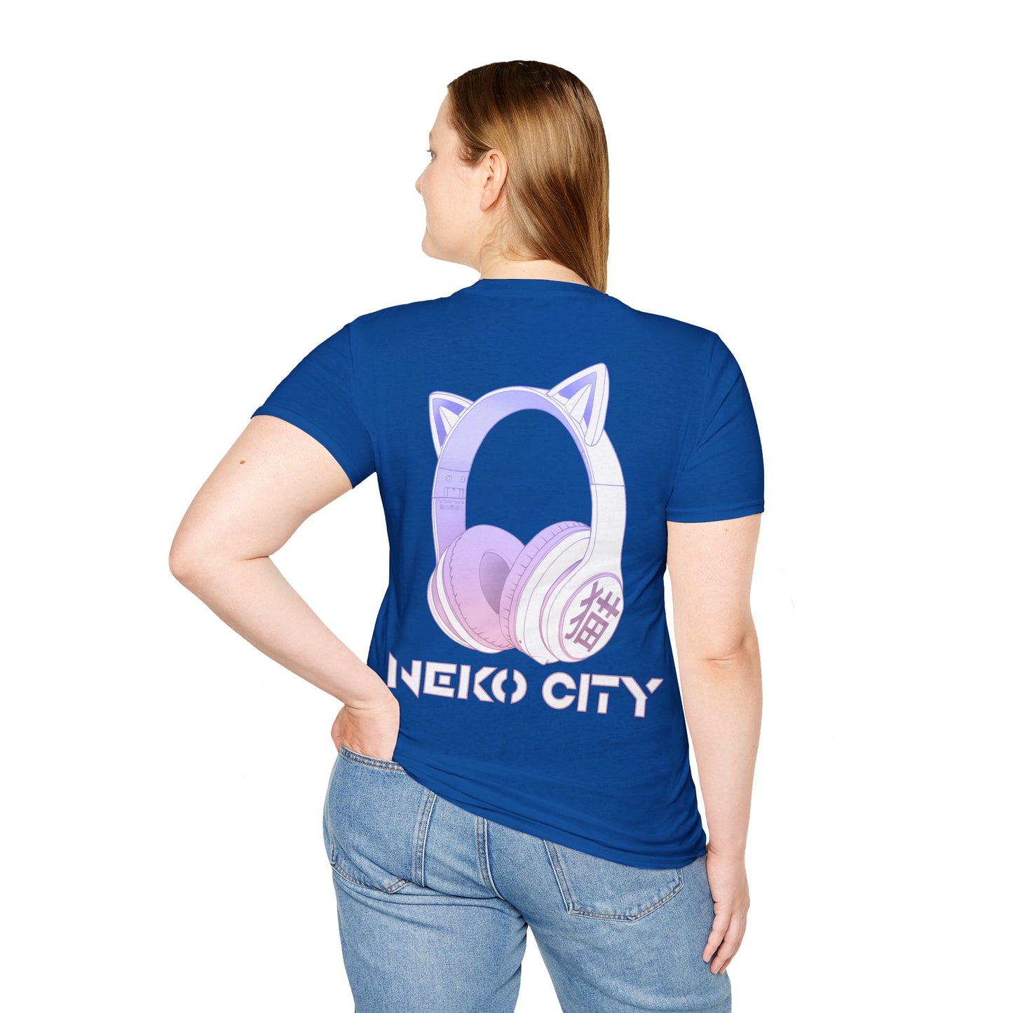 Neko City Headphones Backprint - T-Shirt