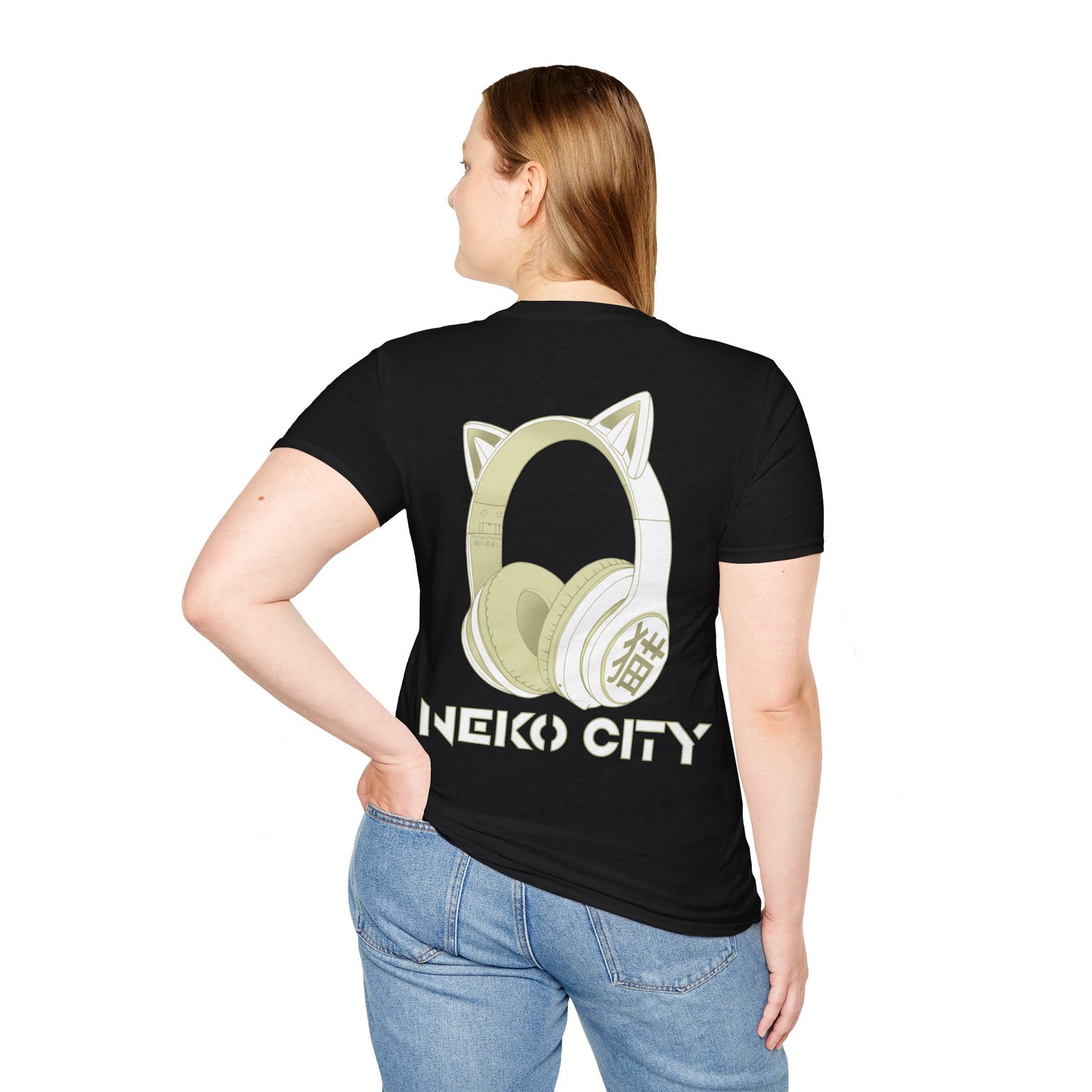 Neko City Headphones Backprint - T-shirt