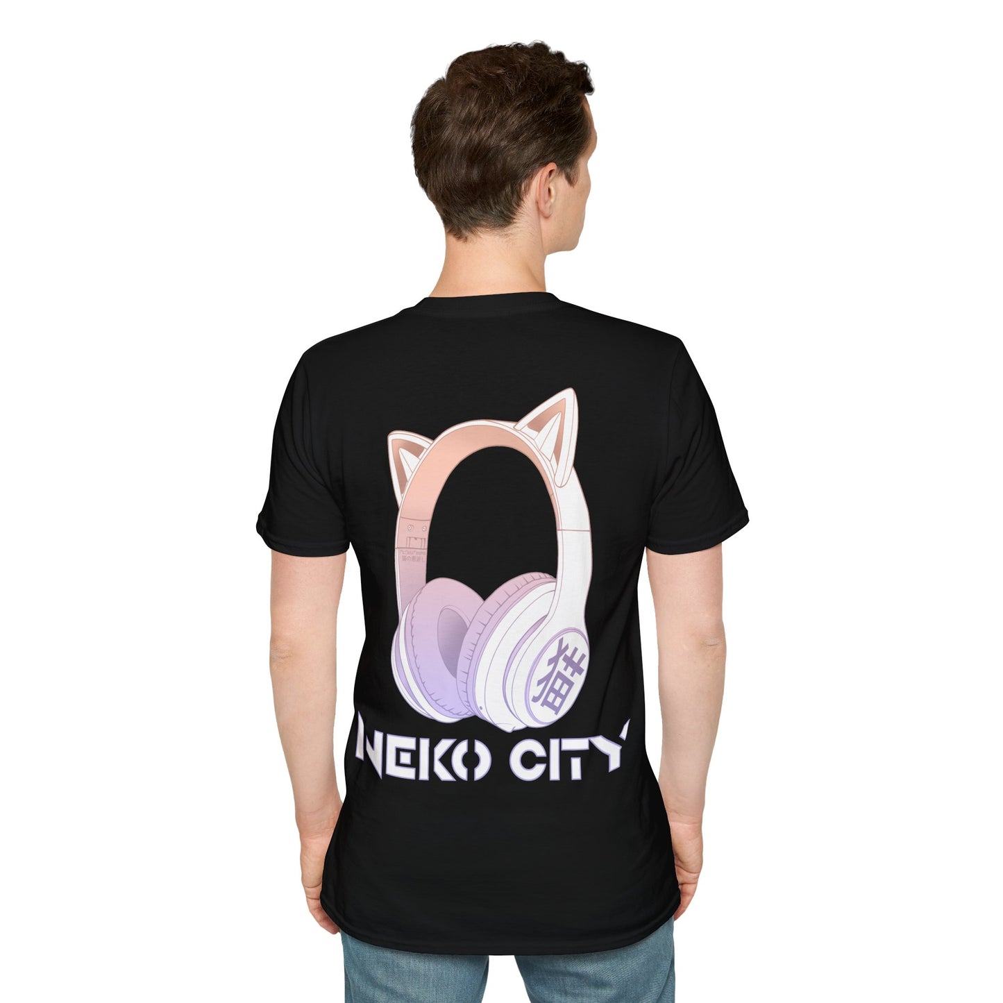 Neko City Headphones Backprint - T-Shirt