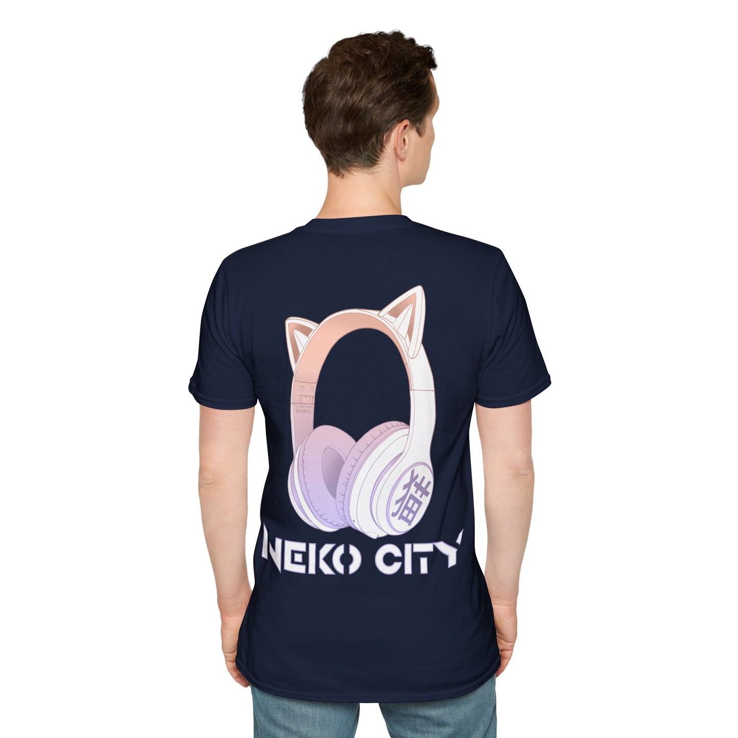 Neko City Headphones Backprint - T-Shirt