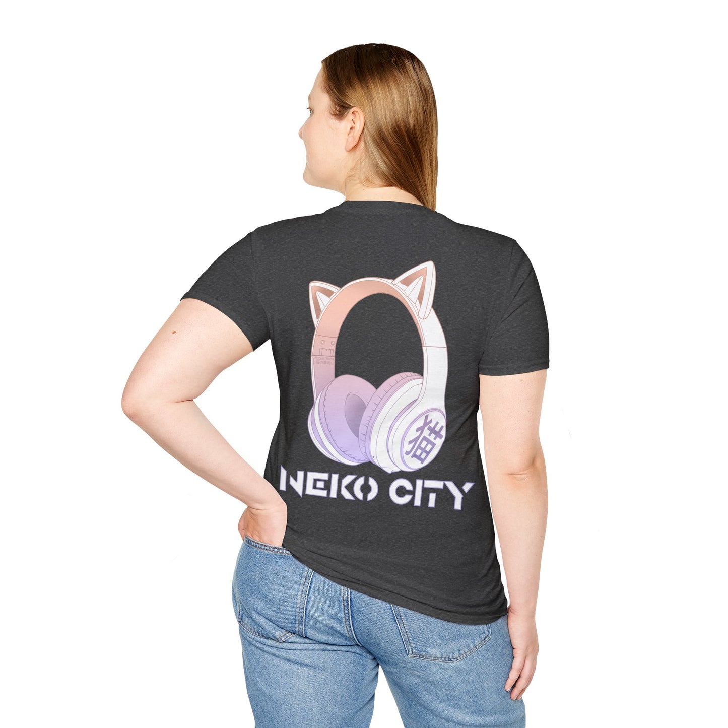 Neko City Headphones Backprint - T-Shirt