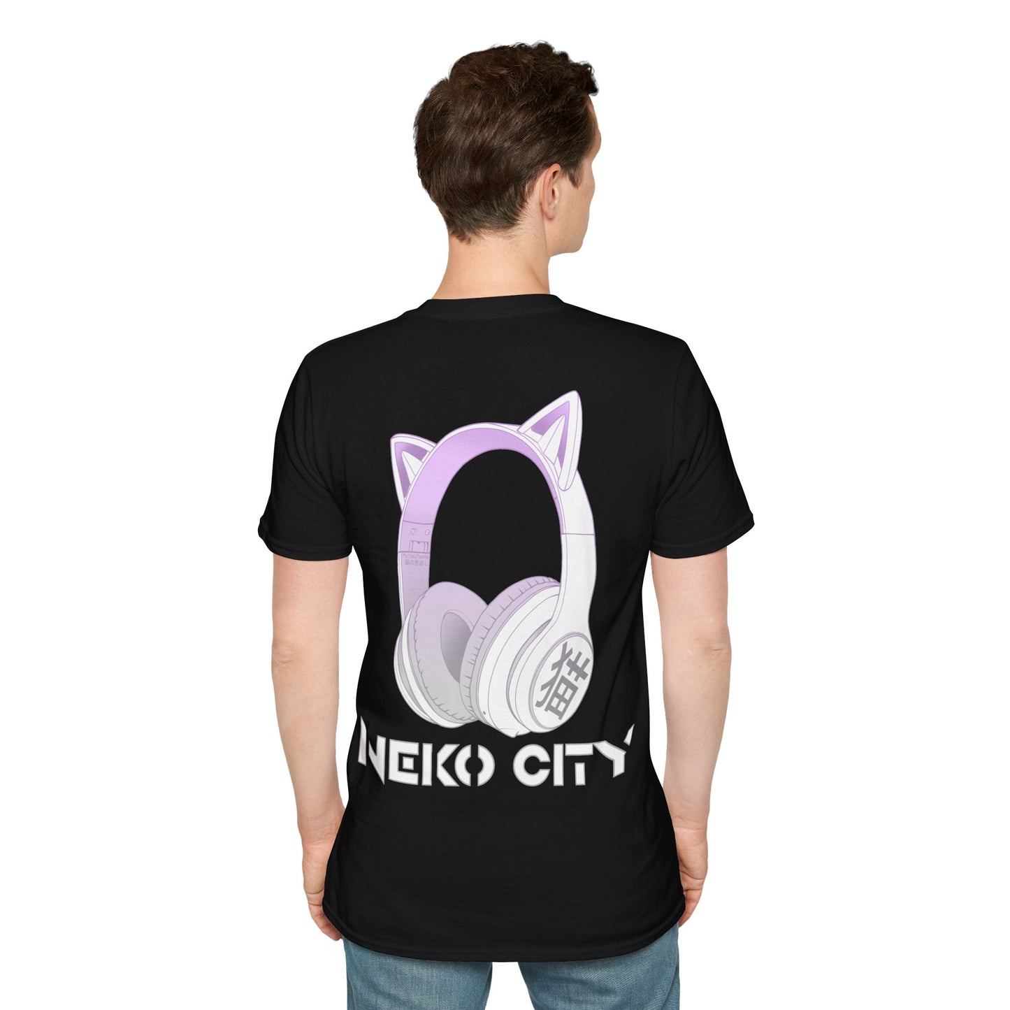 Neko City Headphones Backprint - T-Shirt