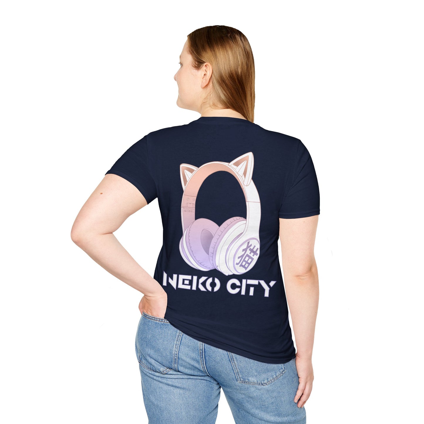 Neko City Headphones Backprint - T-Shirt