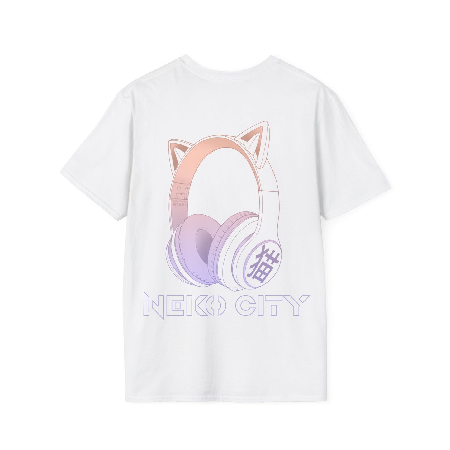 Neko City Headphones Backprint - T-Shirt