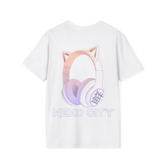 Neko City Headphones Backprint - T-Shirt