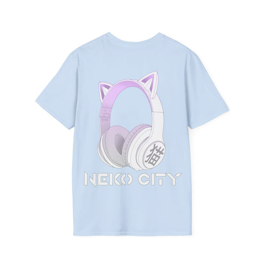 Neko City Headphones Backprint - T-Shirt