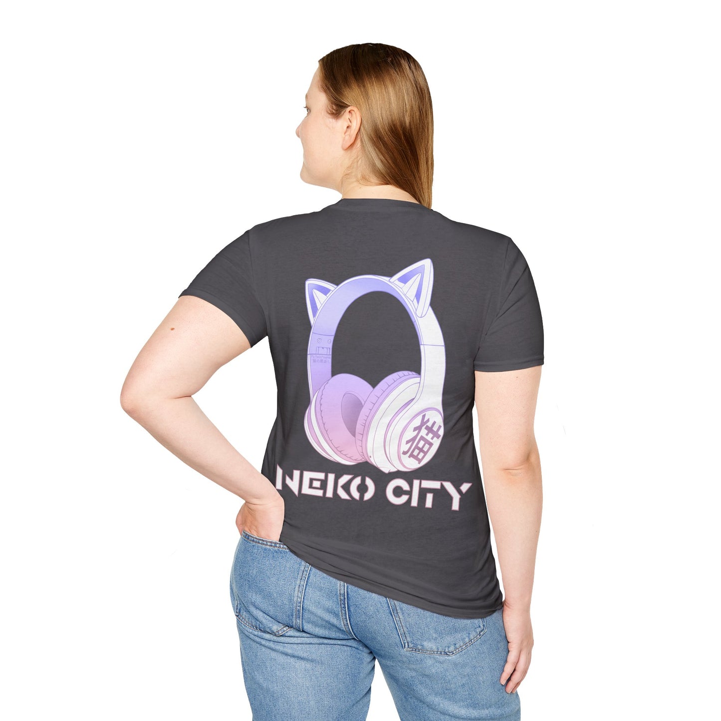 Neko City Headphones Backprint - T-Shirt