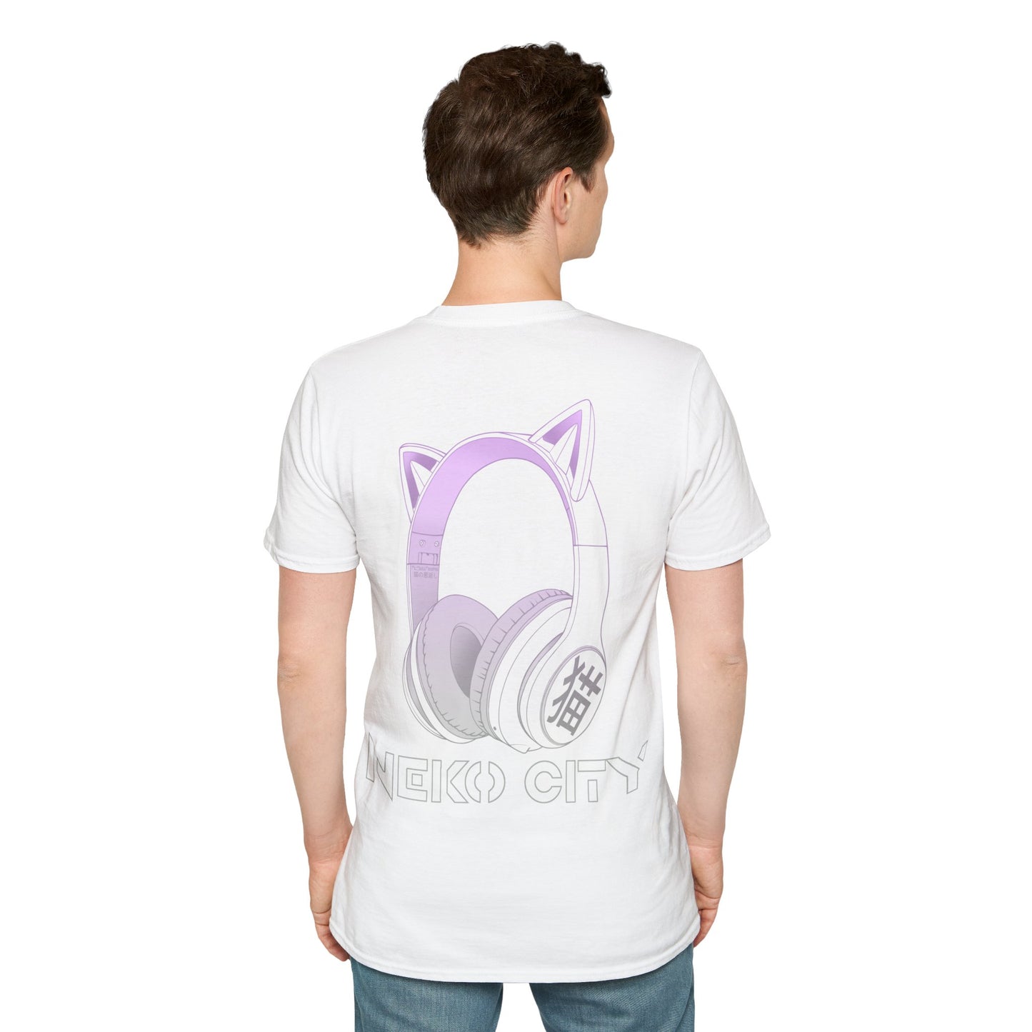 Neko City Headphones Backprint - T-Shirt