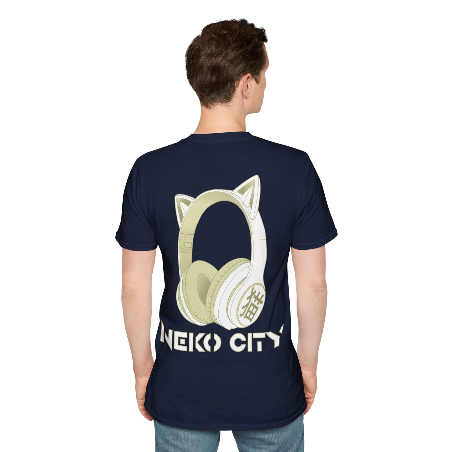 Neko City Headphones Backprint - T-shirt