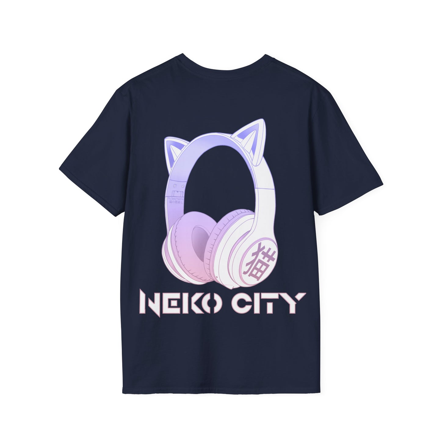 Neko City Headphones Backprint - T-Shirt