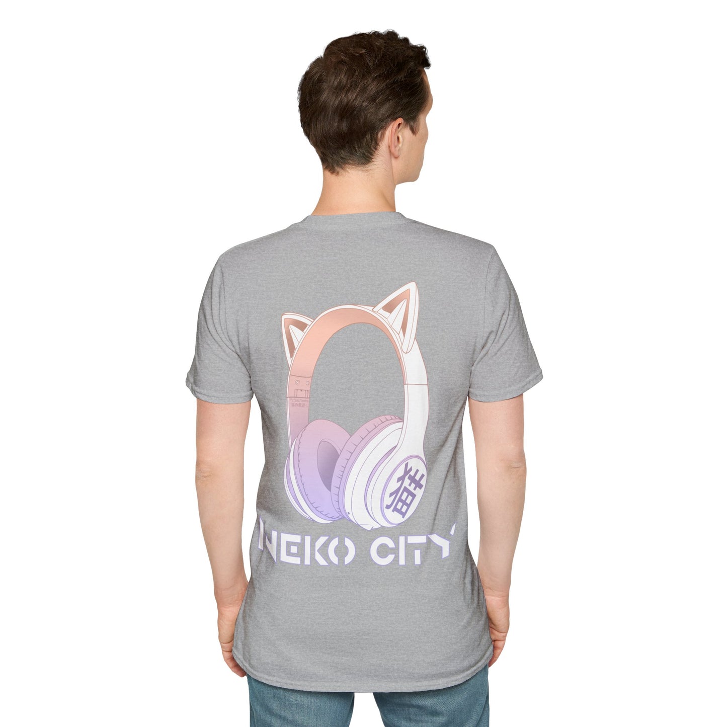 Neko City Headphones Backprint - T-Shirt