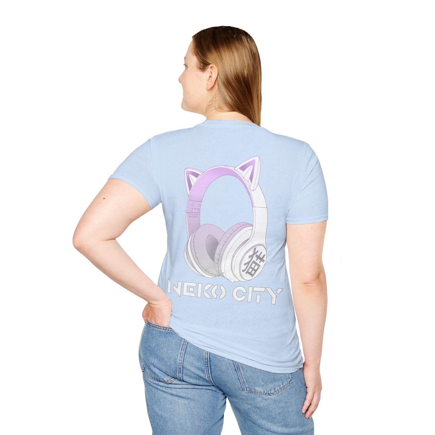 Neko City Headphones Backprint - T-Shirt