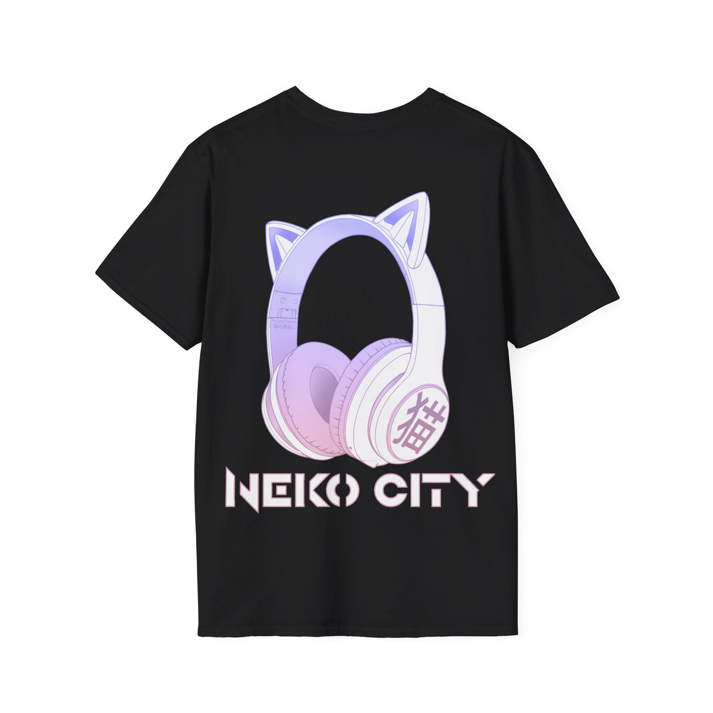 Neko City Headphones Backprint - T-Shirt