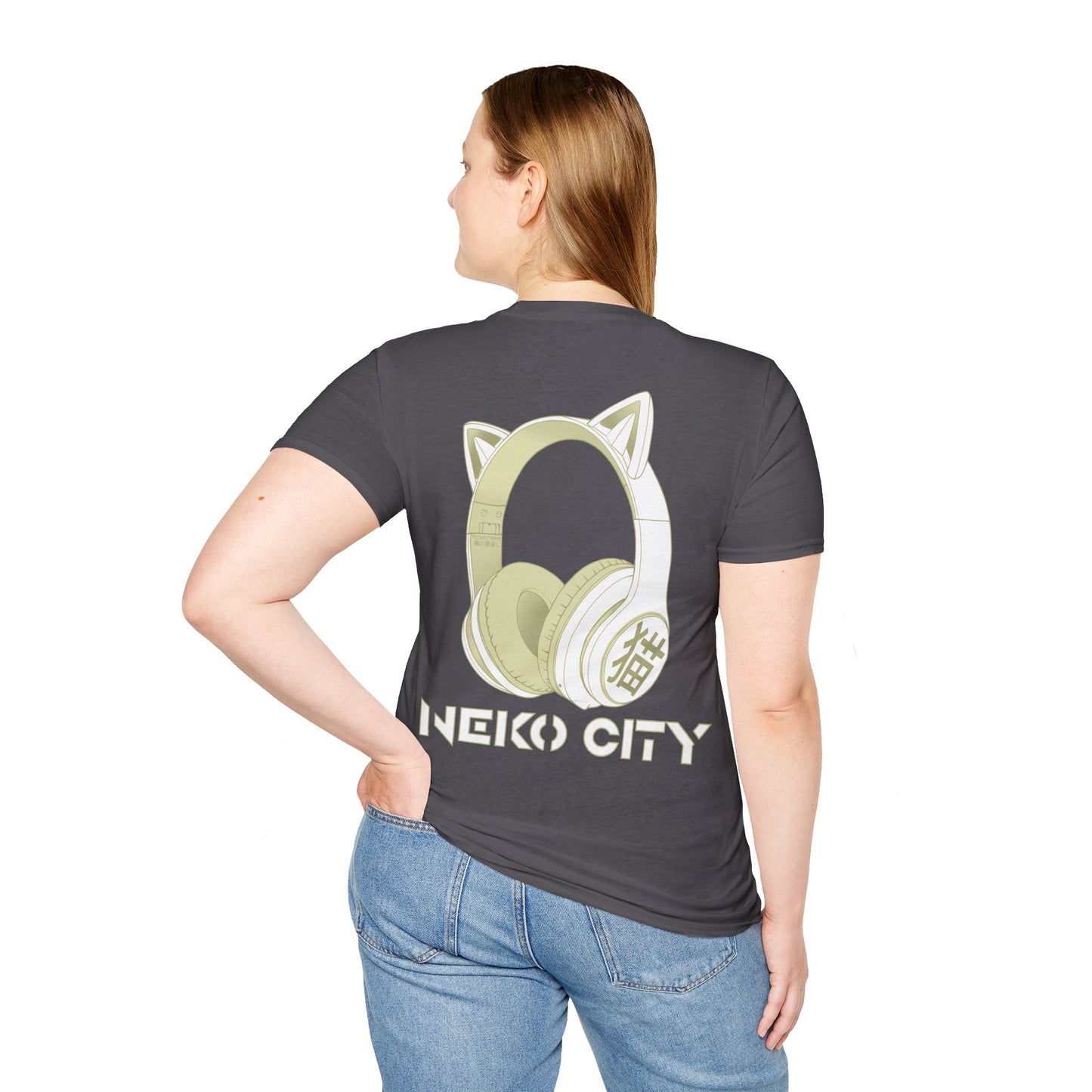 Neko City Headphones Backprint - T-shirt