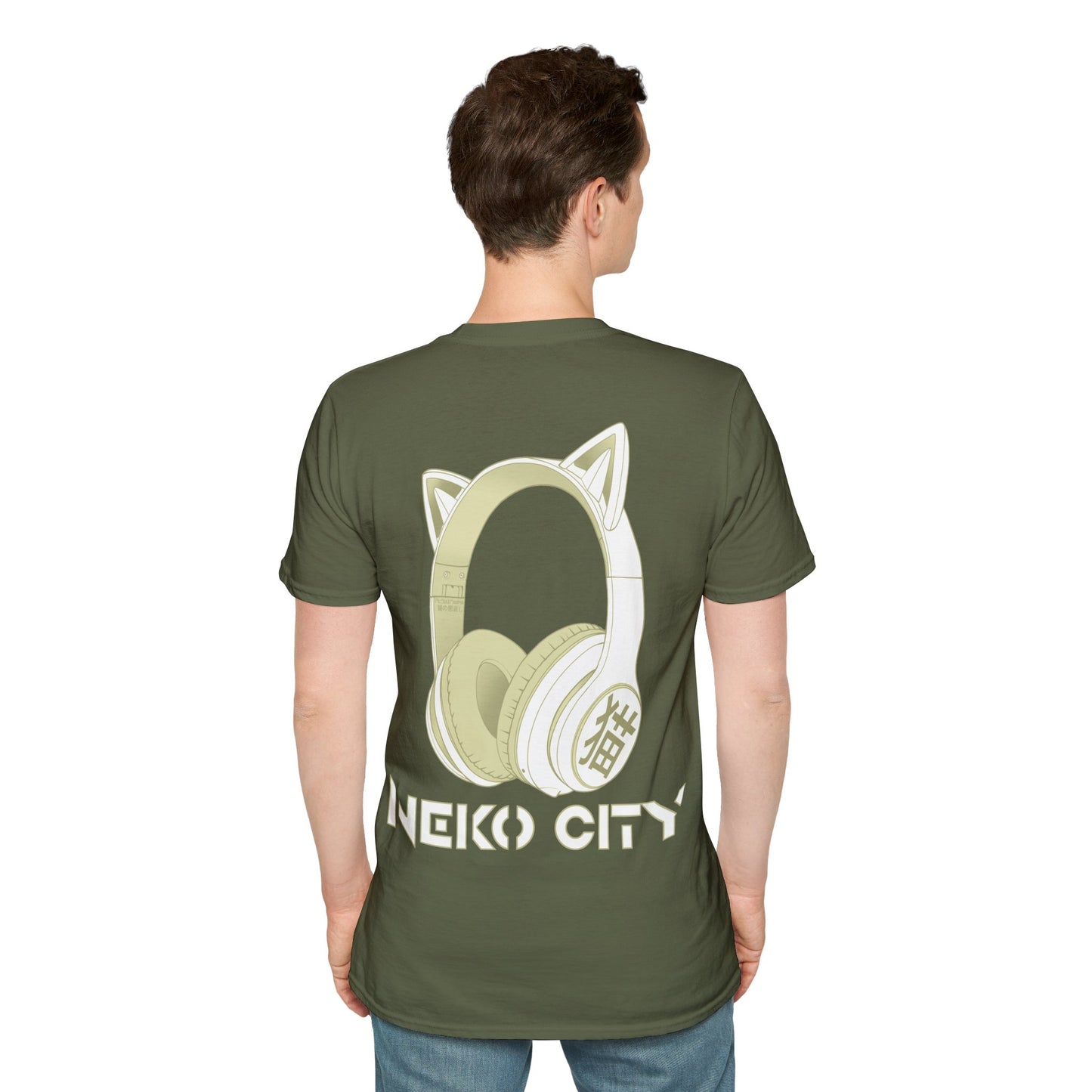 Neko City Headphones Backprint - T-shirt