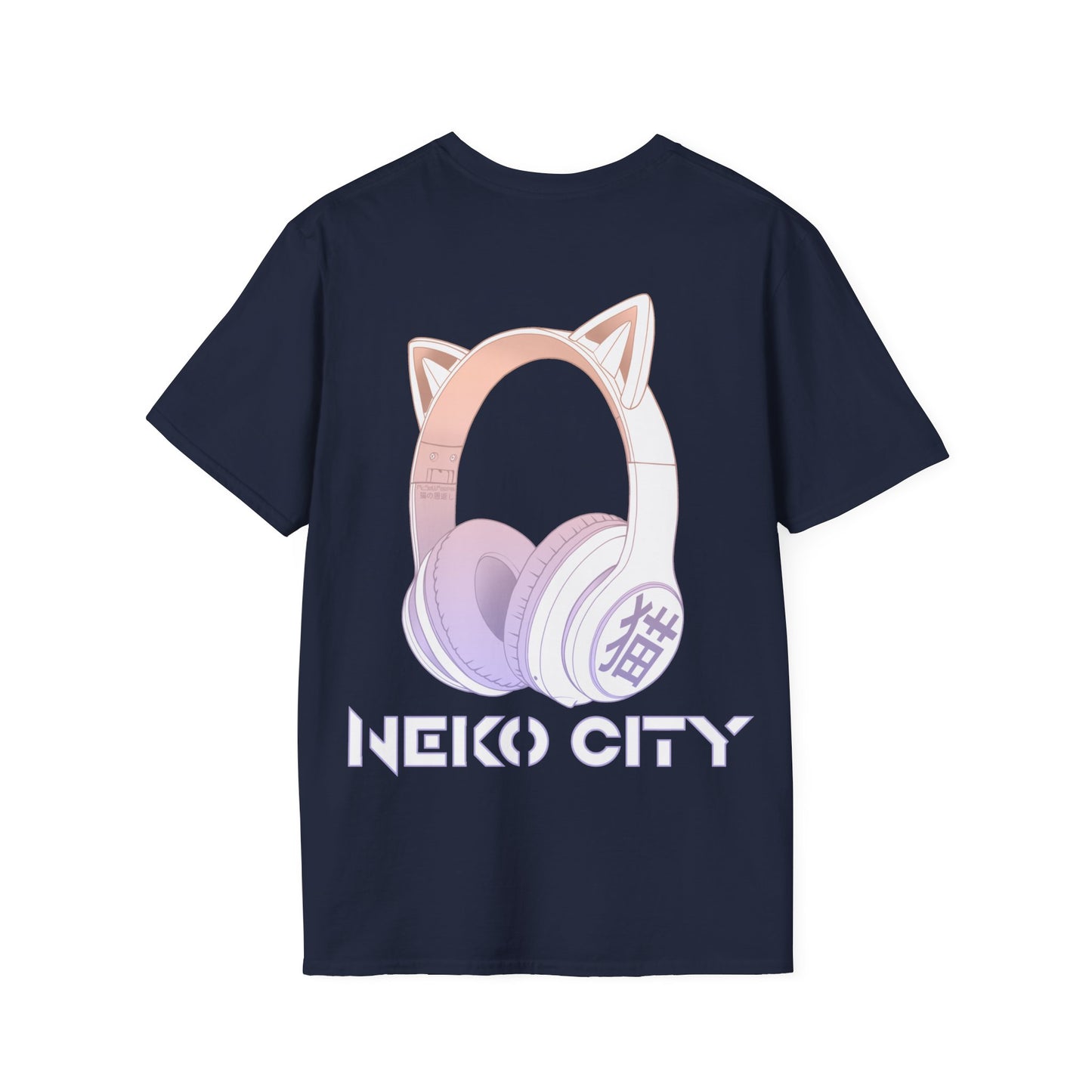 Neko City Headphones Backprint - T-Shirt