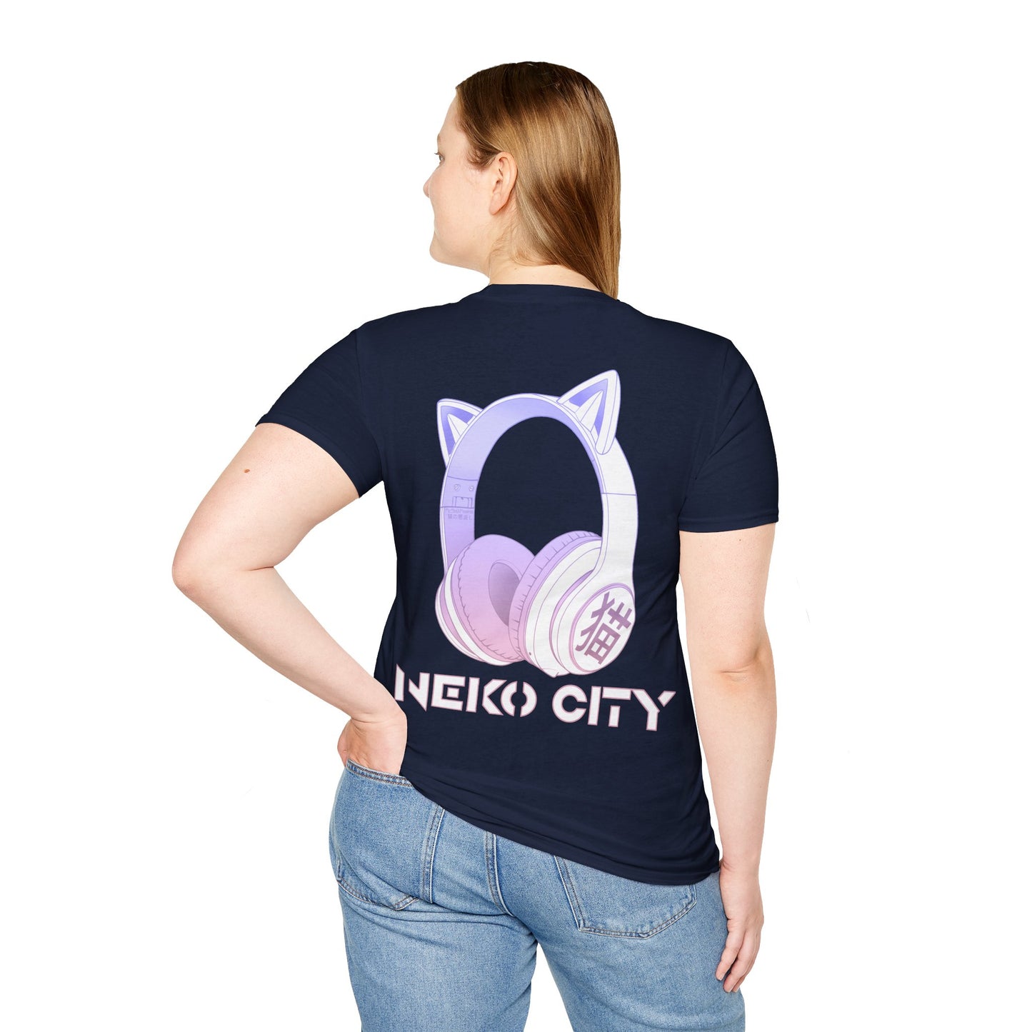 Neko City Headphones Backprint - T-Shirt