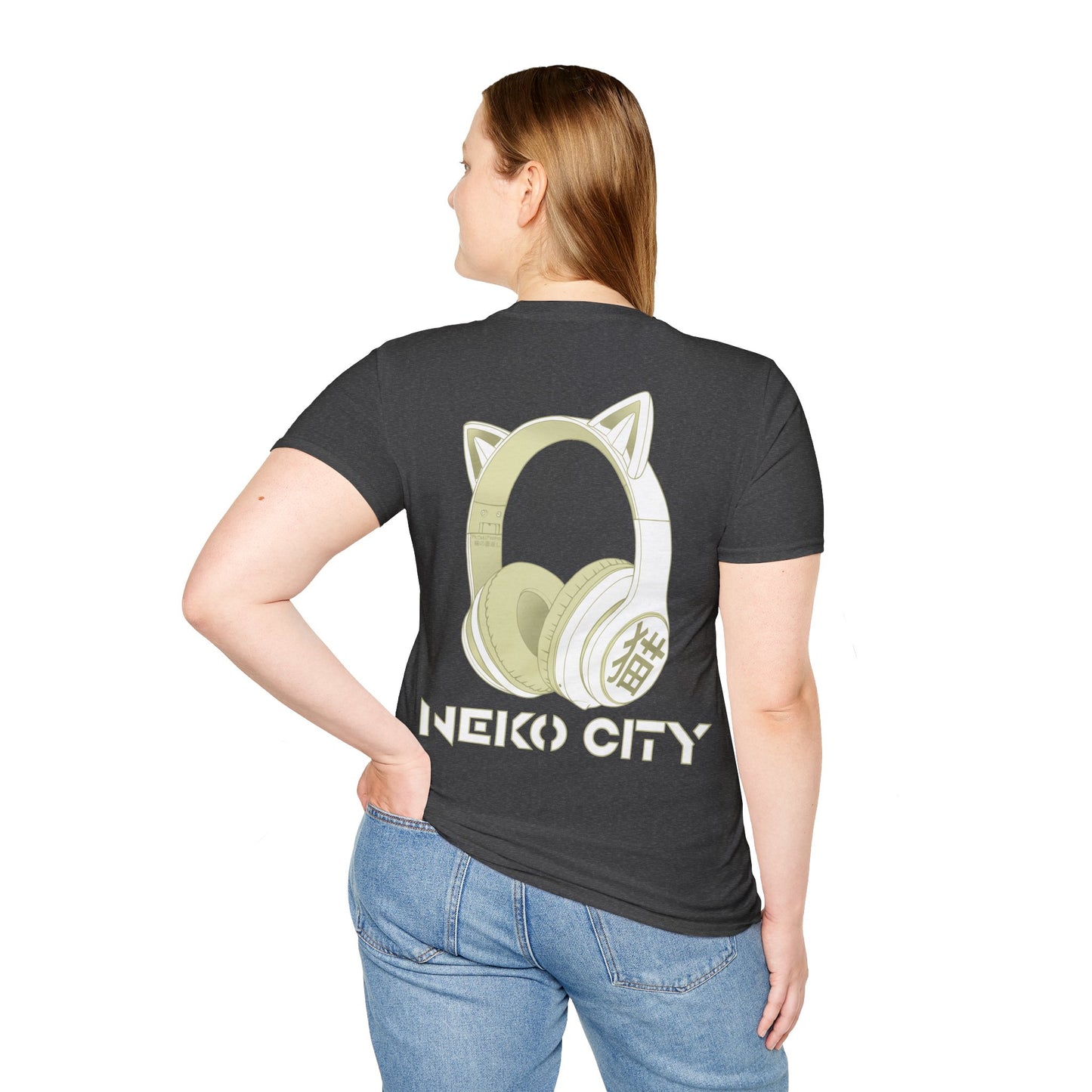 Neko City Headphones Backprint - T-shirt