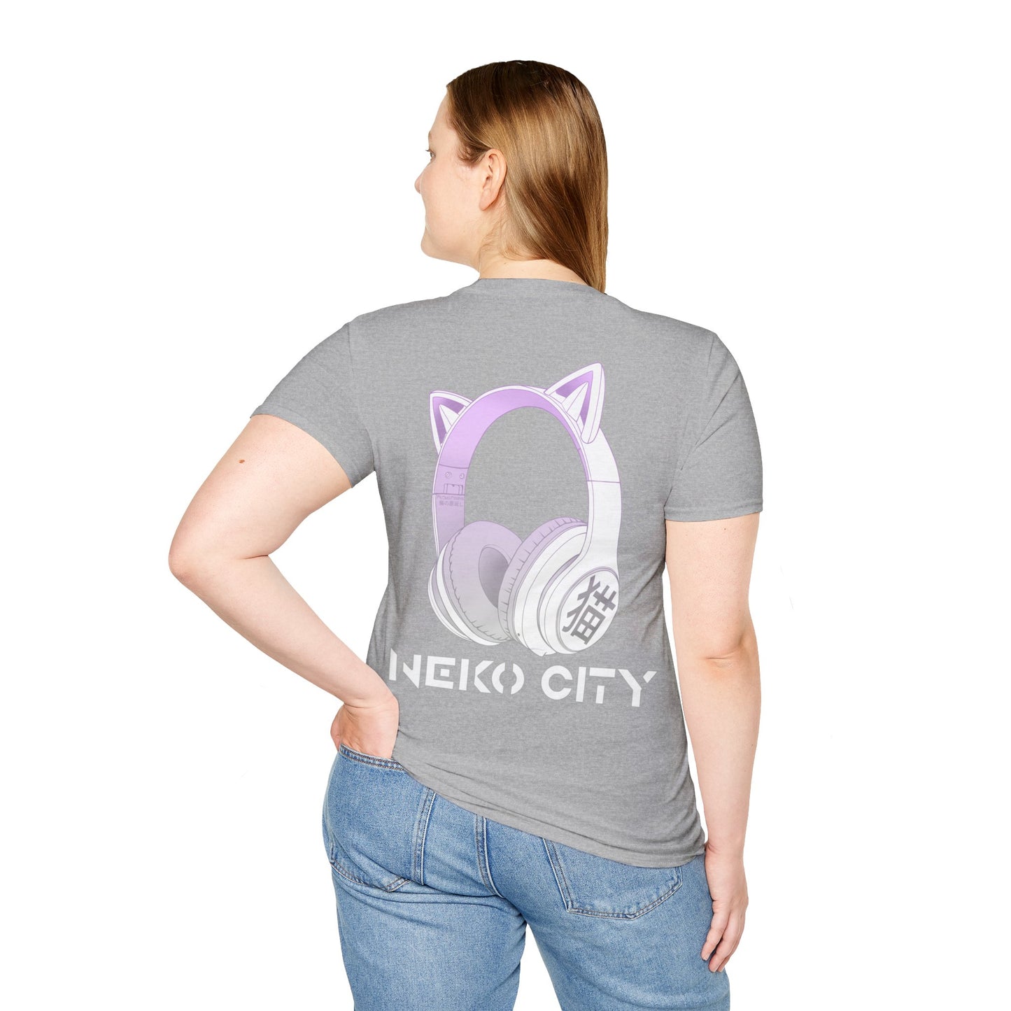 Neko City Headphones Backprint - T-Shirt