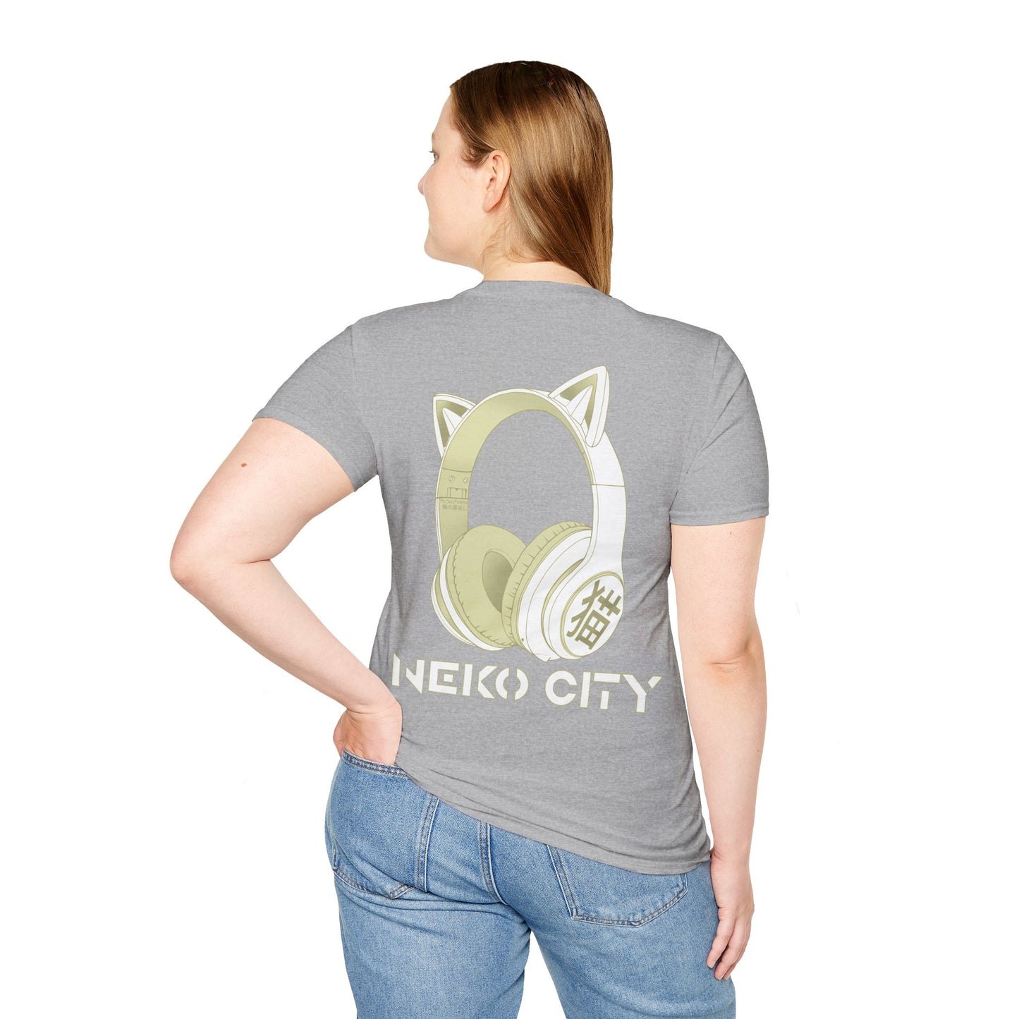 Neko City Headphones Backprint - T-shirt